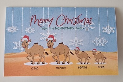 Christmas desert camels card