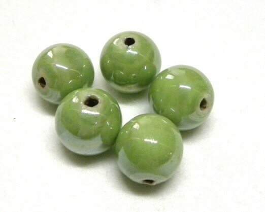 Perle in ceramica, Sfere, Verde mela 16 mm