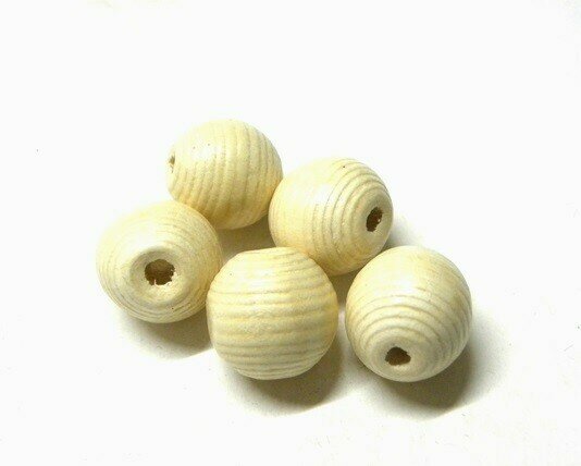 Perle di legno Rigate Panna 19,5x20 mm
