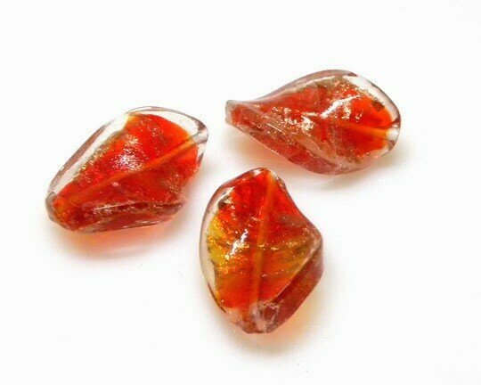 Perle invetro Elica Rosso 28x18 mm-4 pz