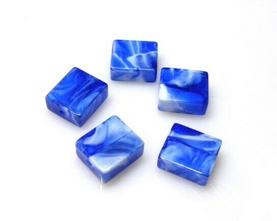 Perle in vetro Rettangolo Blu 16x14 mm-4 pz