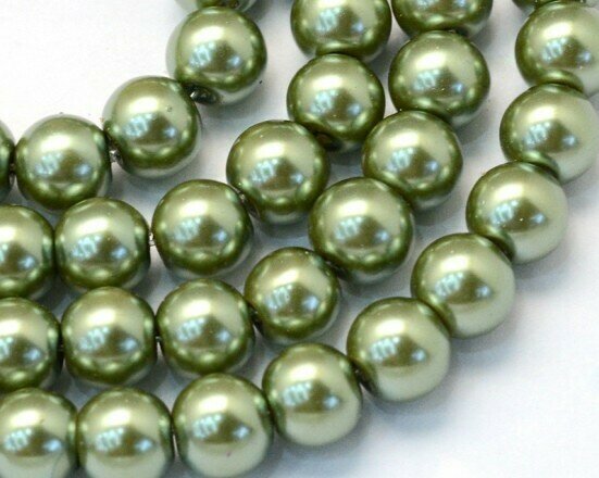 Filo di Perle in vetro Verde Militare 8 mm