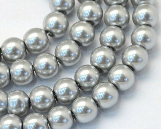 Filo di perle in vetro Grigio chiaro 8 mm