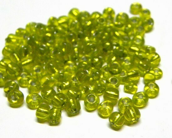 Perline Verde Erba Argentato 4/5