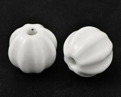 Perla in ceramica Rigata Bianca 12 mm