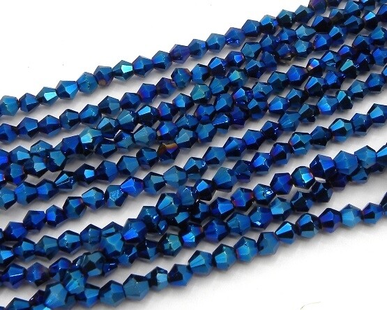 Cristalli bicono 4 mm Blu Metal
