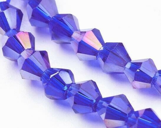 Cristalli bicono 4 mm blu boreale