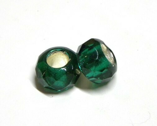 Perle in Vetro argentato Verde  2 pz