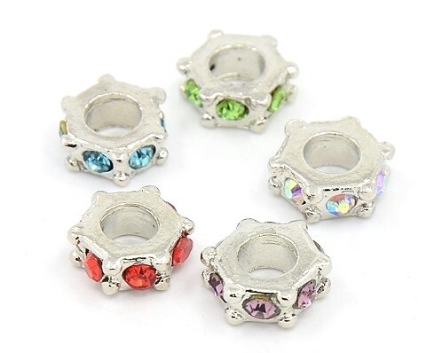 Rotella foro largo con strass  2 pz