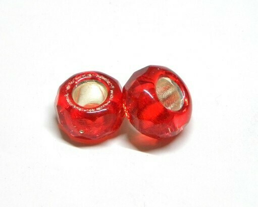 Perle in Vetro argentato Rosso  2 pz