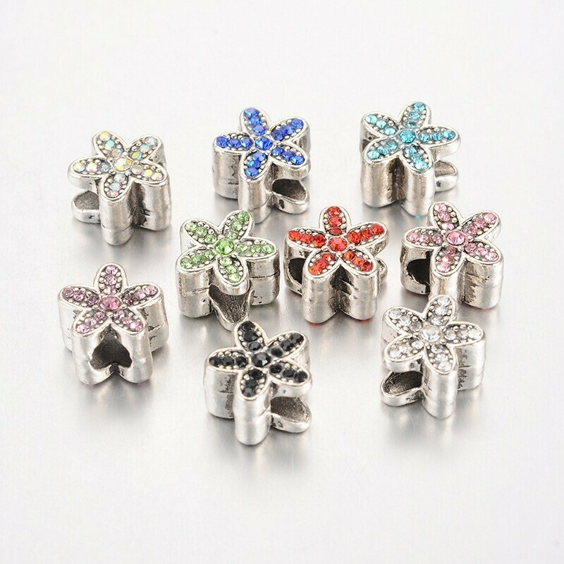Perla foro largo con strass Fiorellino