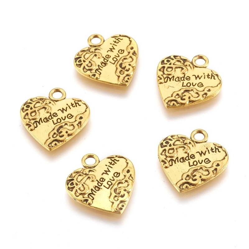 Charms Cuore dorato 20x17 mm 5 pz