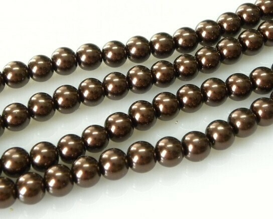 Filo di Perle in vetro Marrone scuro 8 mm