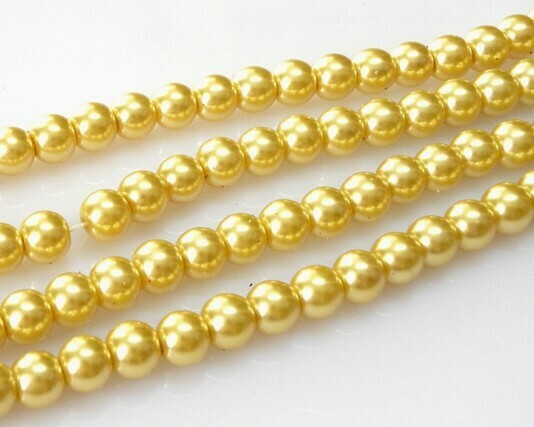 Filo di Perle in vetro Giallo 8 mm