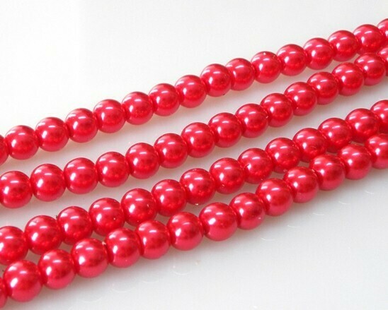 Filo di Perle in vetro Rosso chiaro 8 mm