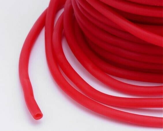 Caucciù tubolare forato 3 mm  Rosso 2 Mt