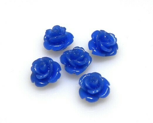 Rose di resina Blu elettrico 9x8 mm