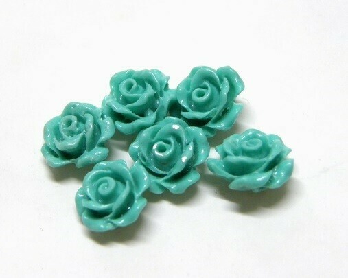 Rose di resina Turchese sfumato 10x8 mm