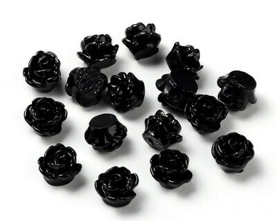 Rose di resina Nero 8 mm