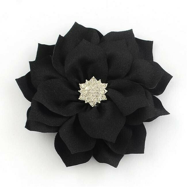 Fiore Nero con strass
