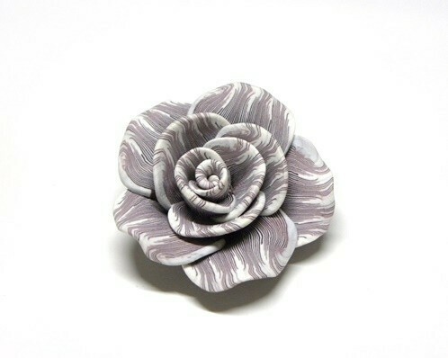Fiore striato in fimo Viola