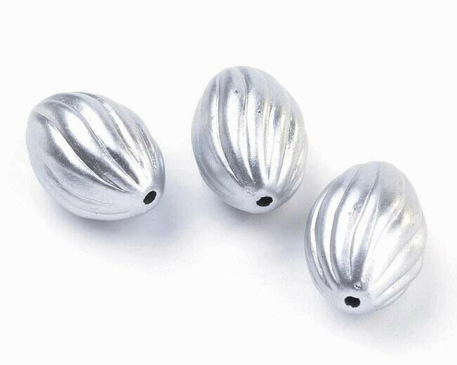 Perla ovale rigata Argento satinato 6 pz
