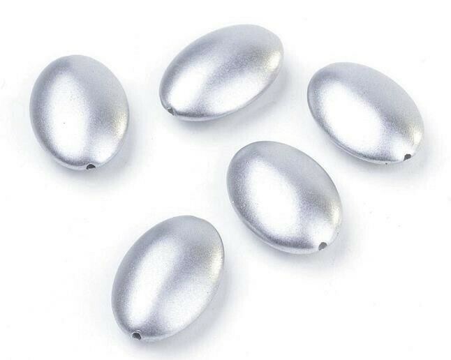 Perla ovale piatta Argento satinato 8 pz