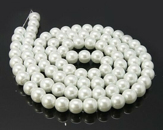 Filo di Perle in vetro Bianco 8 mm