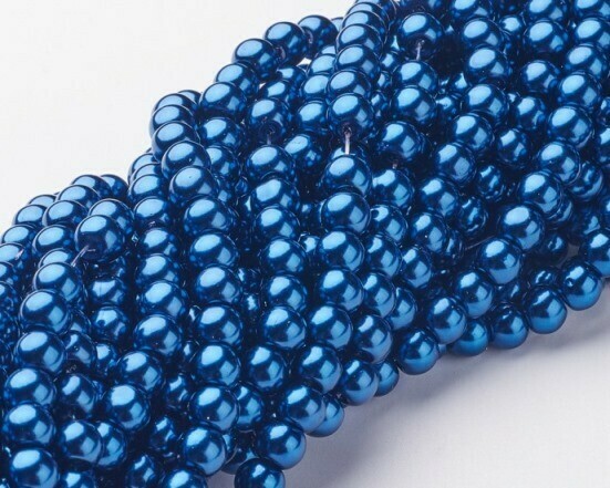 Filo di Perle in vetro Blu 8 mm