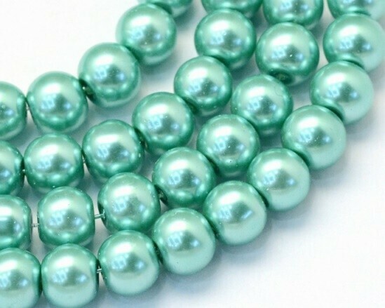 Filo di Perle in vetro Verde Acqua 8 mm