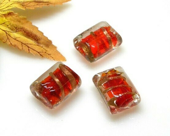 Perle Bauletto in verto di Murano 20x15x11 mm Rosso