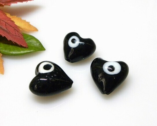Cuore in vetro di Murano Nero 20 mm