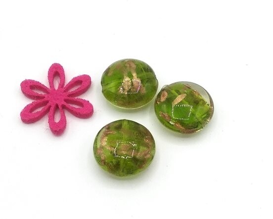Perle in vetro Lente Cristallo Verde 20 mm