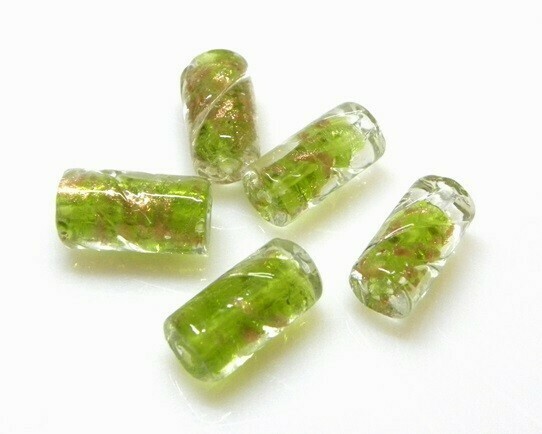 Perlein vetro Tubetto Verde 20x10 mm 4 pz
