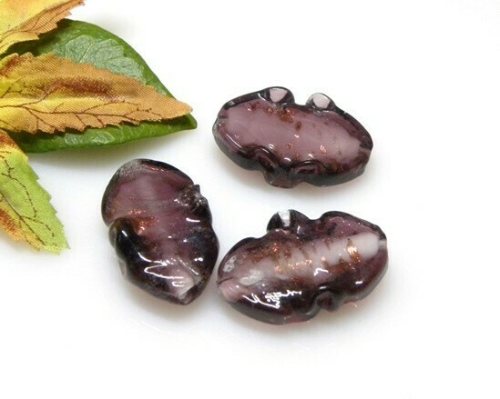 Perle in vetro Foglia Ametista 30x20 mm
