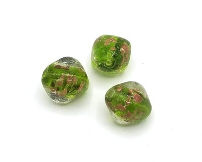 Perle in vetro Rombo Verde 23x20 mm-2 Pz
