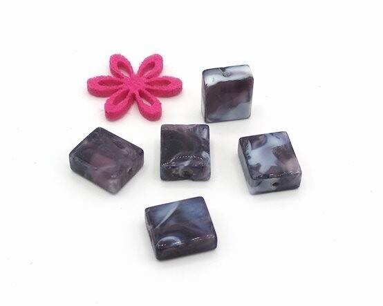 Perle in vetro Rettangolo Viola 16x14 mm