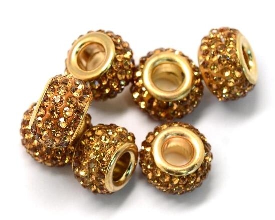 Perla foro largo con strass Miele