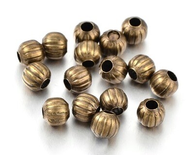 Palline in Metallo Bronzo rigate 6 mm