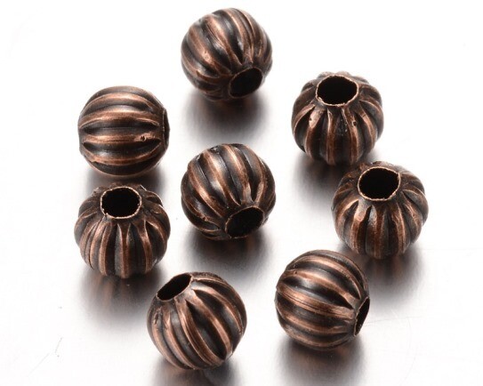 Palline in Metallo Rame rigate 6 mm