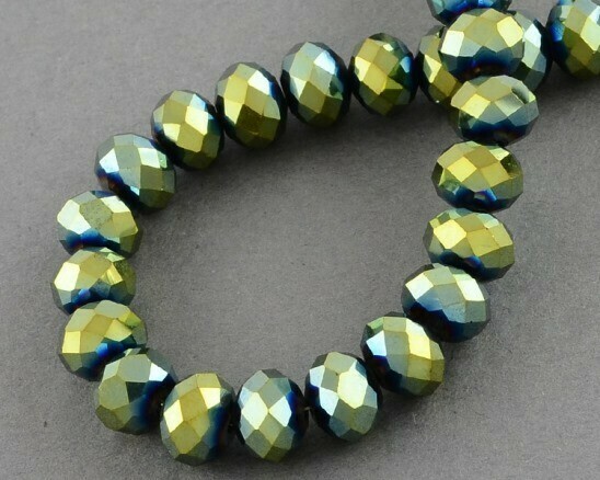 Cristalli Cipolla Sfaccettati 6x4 mm Verde Metal