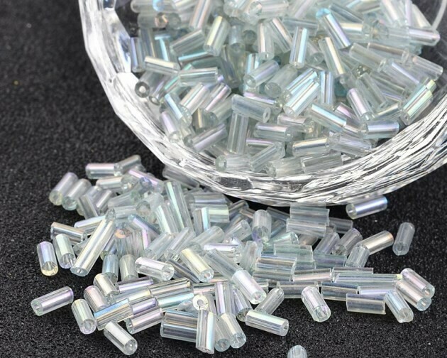 Perline tubetto 5 mm Cristallo boreale
