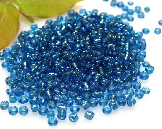 Perline Rocaille Acqua Scuro Argento