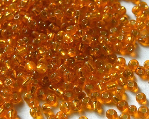 Perline Rocaille Arancio Argento