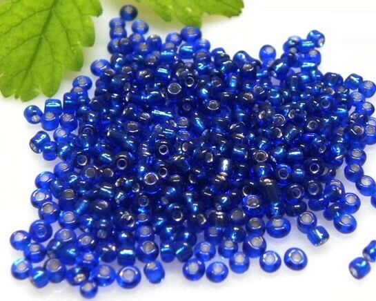 Perline Rocaille Blu scuro Argento