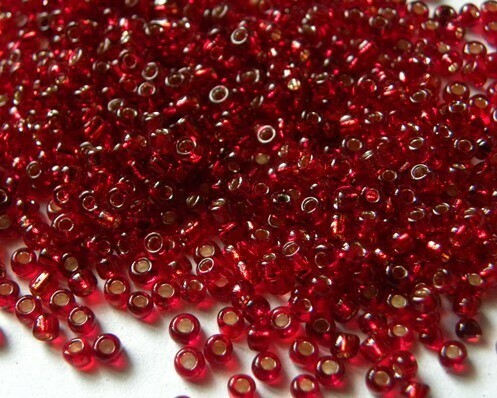 Perline Rocaille Rosso Argento