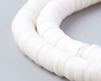 Perline Heishi-pasta polimerica Bianco 6 mm