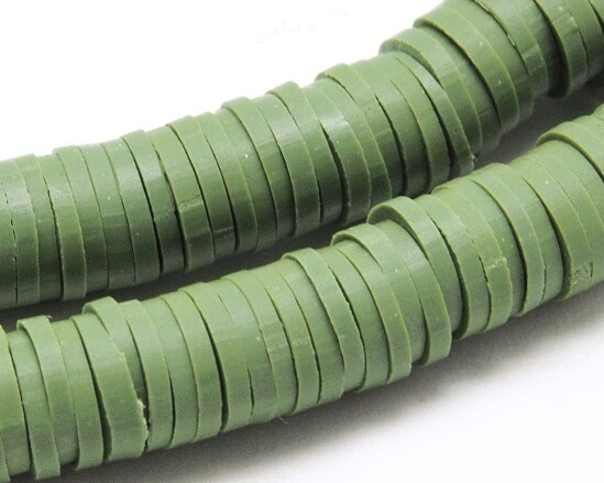 Perline Heishi-pasta polimerica Verde 6 mm