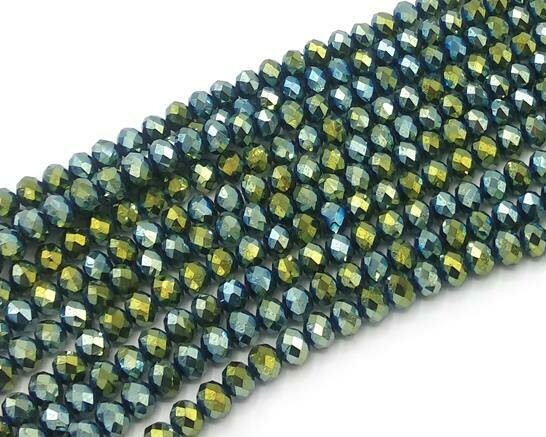 Cristalli cipolla sfaccettati 8x6 mm Verde Metal