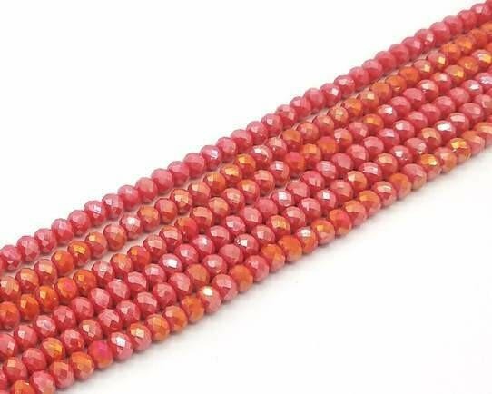 Cristalli Cipolla Sfaccettati 8x6 mm Rosso corallo